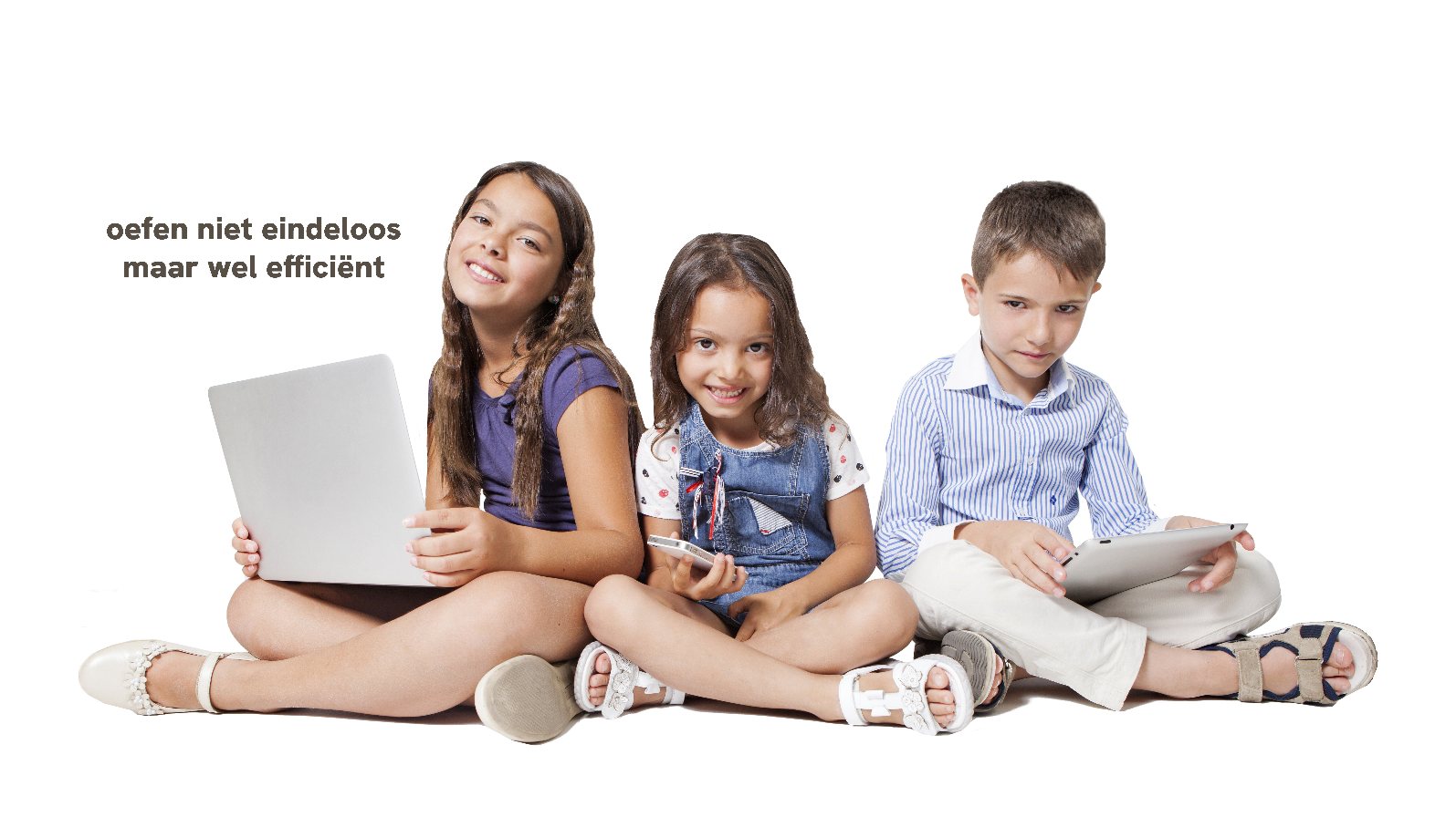 Kinderen oefenen efficiënt rekenfeiten op laptop, smartphone en tablet